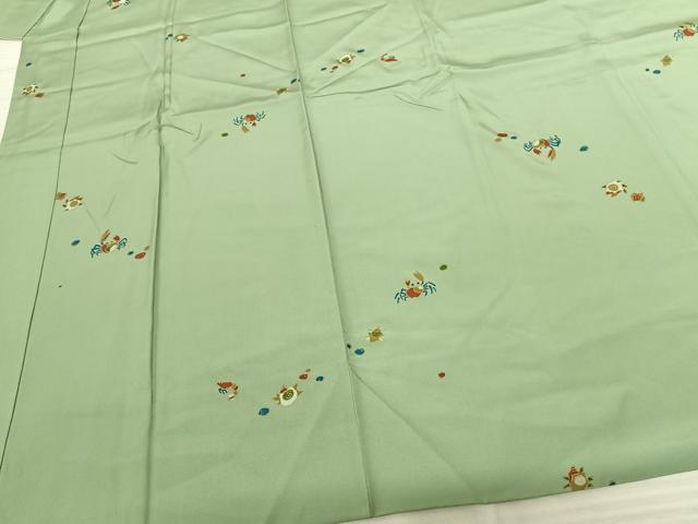 平和屋着物●長襦袢 袷 蟹 海老 亀 金彩 正絹 逸品 AABF0714fy