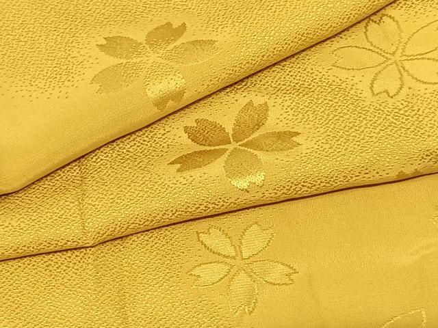 平和屋着物●振袖用長襦袢 無双仕立て 舞桜地紋 黄金色 半衿刺繍 正絹 逸品 AABF0719fy