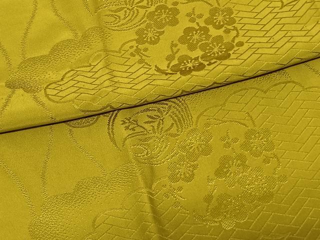 平和屋着物●振袖用長襦袢 無双仕立て 雲取り枝梅地紋 菜種油色 正絹 逸品 AABF0724fy