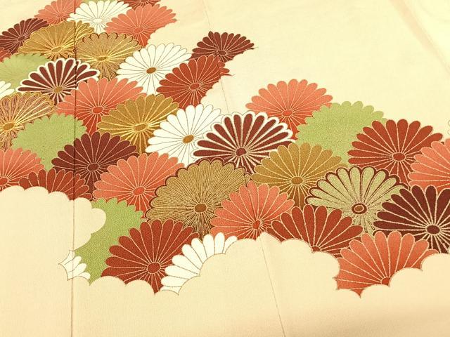 平和屋着物●訪問着 駒刺繍 舞花文 金彩 鬼しぼ縮緬 正絹 逸品 AABF0725fy