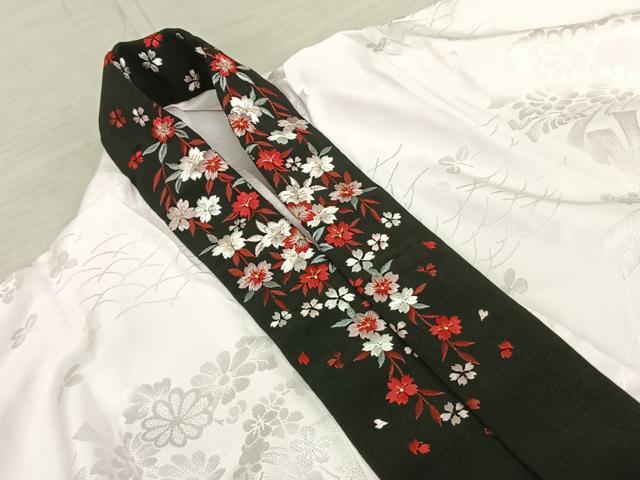 平和屋着物●振袖用長襦袢 無双仕立て 束ね熨斗花地紋 桜色 半衿刺繍 正絹 逸品 AABF0731fy