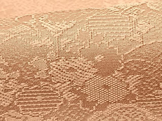 平和屋着物●上質な色無地 草花地紋 珊瑚色 さが美扱い 正絹 逸品 未使用 AABF0737fy