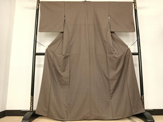 平和屋着物●お召 変わり市松文 正絹 逸品 AABF0749fy