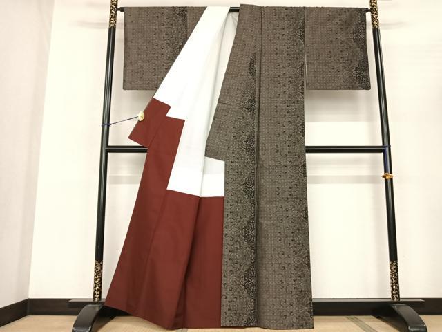 平和屋着物●本場大島紬 花唐草文 正絹 逸品 AABF0753fy