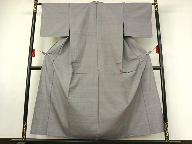 平和屋着物▽本場結城紬 重要無形文化財 単衣 薄墨色 正絹 逸品 AABF0771jh