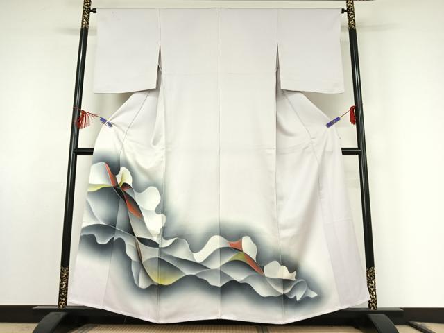 平和屋着物▽訪問着 単衣 霞文 暈し染め 正絹 逸品 AABF0799jh