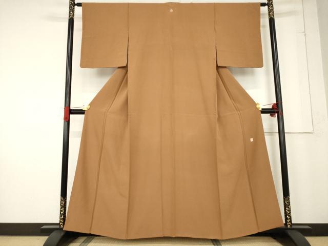 平和屋着物●上質な色無地 作家物 胡桃色 正絹 逸品 AABF0885ck