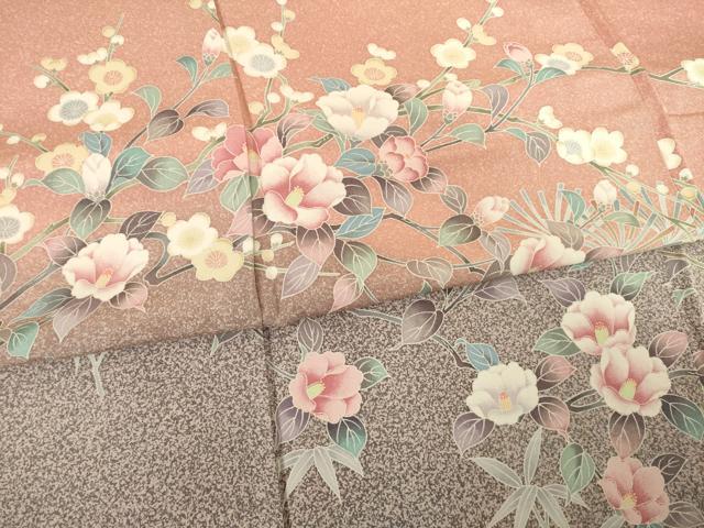 平和屋着物●訪問着 枝花文 暈し染め 正絹 逸品 AABF0894ck