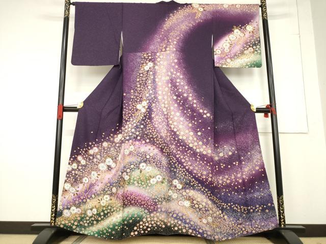 平和屋着物●訪問着 辻が花 暈し染め 銀通し地 正絹 逸品 AABF0903ck