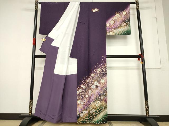 平和屋着物●訪問着 辻が花 暈し染め 銀通し地 正絹 逸品 AABF0903ck