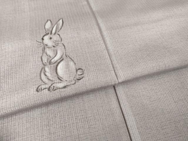 平和屋着物●上質な紬 うさぎ 兎 ワンポイント 正絹 逸品 AABF0907ck