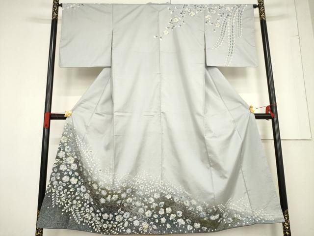 平和屋着物●本場大島紬 染大島 訪問着 辻が花 絞り 暈し染め 正絹 逸品 AABF0909ck