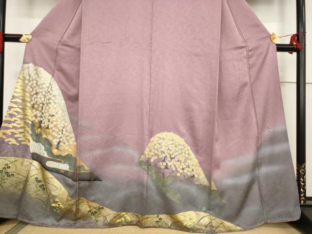 平和屋着物●豪華色留袖 作家物 遠山花文 金彩 正絹 逸品 AABF0915ck