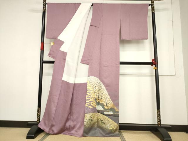 平和屋着物●豪華色留袖 作家物 遠山花文 金彩 正絹 逸品 AABF0915ck