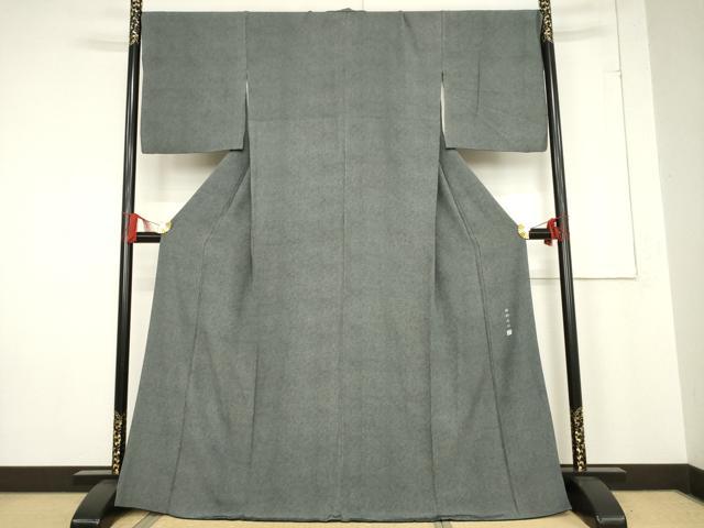 平和屋着物●伝統工芸士 保科土山 江戸小紋 極小鮫小紋柄 黒地 正絹 逸品 AABF0916ck
