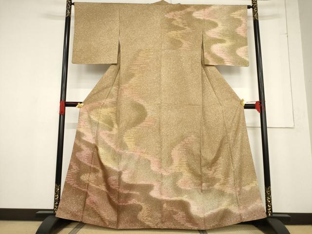平和屋着物●本場大島紬　染大島　訪問着　流水文　三越扱い　正絹　逸品　AABF0934ck 平和屋着物○本場大島紬 染大島 訪問着 流水文 三越扱い 正絹 逸品