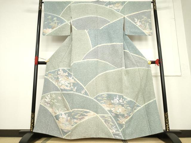平和屋着物●訪問着 友禅 風景文 正絹 逸品 AABF0938ck