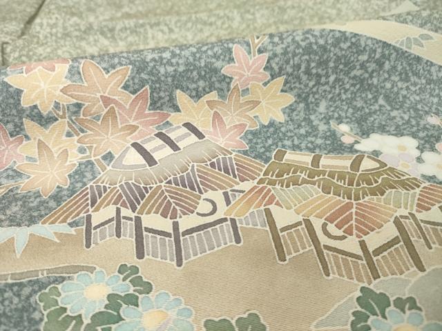 平和屋着物●訪問着 友禅 風景文 正絹 逸品 AABF0938ck