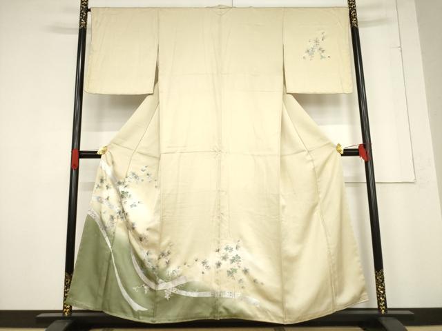 平和屋着物○訪問着 葡萄唐草文 暈し染め 金銀彩 正絹 逸品