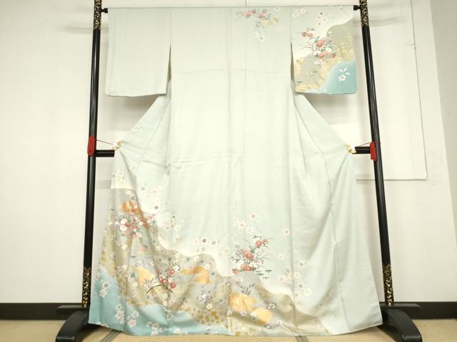 平和屋着物●訪問着 流水花籬文 暈し染め 金彩 正絹 逸品 AABF0947ck