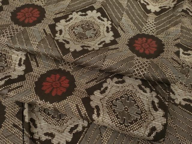 平和屋着物●本場大島紬　龍郷絣　花菱文　正絹　逸品　AABC8116ck 平和屋着物○本場大島紬 龍郷絣 花菱文 正絹 逸品 AABF0953ck