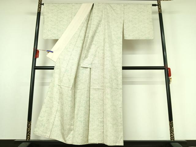 平和屋着物▽本場大島紬 白大島 単衣 草花文 正絹 逸品 AABF0962jh
