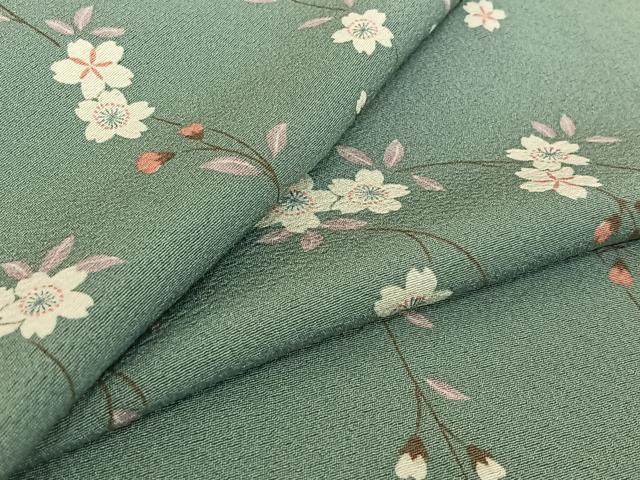 平和屋着物▽上質な小紋 単衣 枝花文 正絹 逸品 AABF0964jh