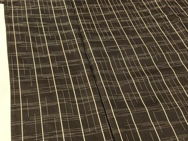 平和屋着物▽上質な紬 単衣 縞 正絹 逸品 AABF0972jh