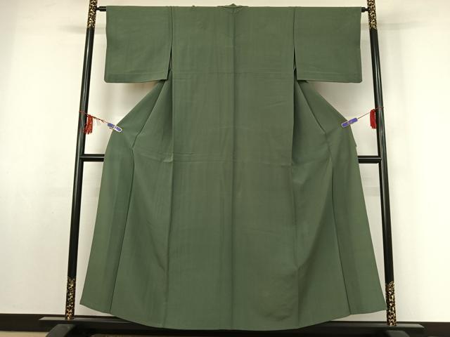 平和屋着物▽上質な色無地 単衣 老竹色 正絹 逸品 AABF0978jh