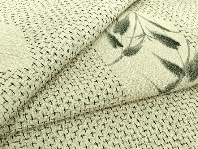 平和屋着物▽本塩沢 単衣 手描き 亀甲花文 正絹 逸品 AABF0988jh