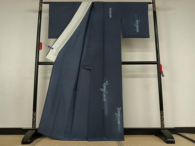 平和屋着物▽訪問着 単衣 刺繍 短冊花文 金糸 正絹 逸品 AABF0994jh