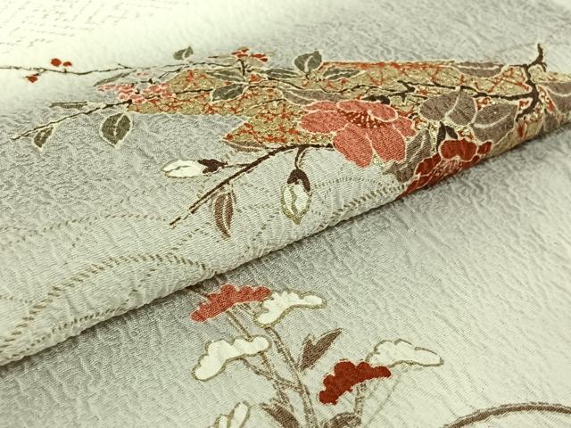 平和屋着物▽上質な小紋 単衣 枝花文 暈し染め 金彩 正絹 逸品 AABF0996jh