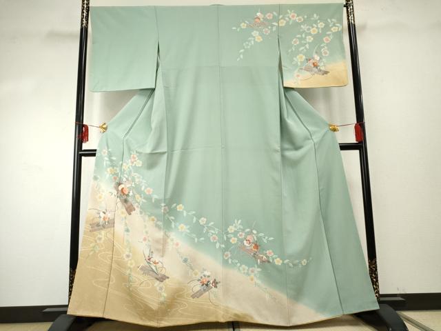 平和屋着物●訪問着 友禅 花筏文 暈し染め 金彩 正絹 逸品 AABF1001cs