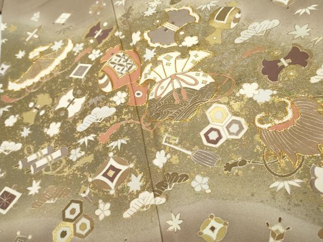 平和屋着物●豪華色留袖 友禅 駒刺繍 吉祥宝尽くし 暈し染め 正絹 逸品 AABF1018cs