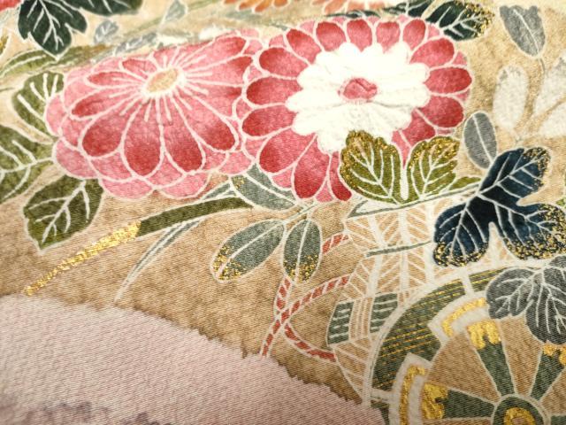 平和屋着物●訪問着 友禅 草花文 暈し染め 金彩 正絹 逸品 未使用 AABF1031cs