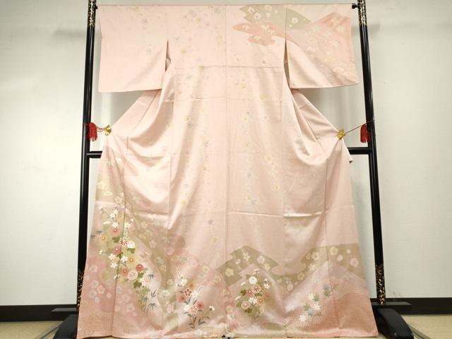 平和屋着物●訪問着 絵夢工房 枝花文 金銀彩 西武百貨店扱い 正絹 逸品 AABF1034cs