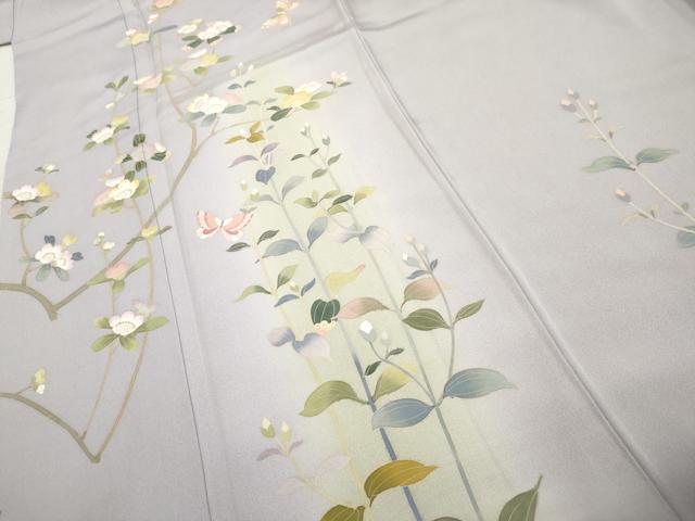 平和屋着物●訪問着 友禅 作家物 花蝶文 暈し染め さが美扱い 正絹 逸品 AABF1038cs