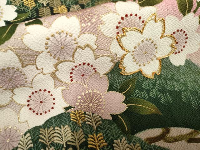 平和屋着物●ファッションデザイナー 花井幸子 振袖 駒刺繍 立波花松文 暈し染め 金糸 金彩 正絹 逸品 AABF1043cs