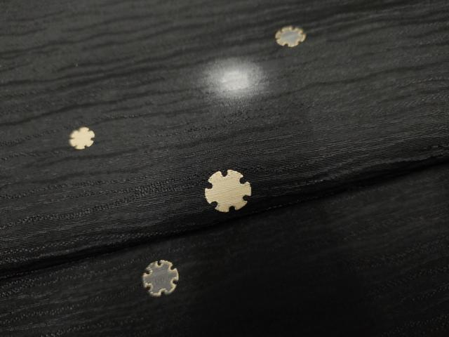 平和屋着物●上質な小紋 ほたる暈し 雪輪文 黒地 金彩 正絹 逸品 AABF1047cs