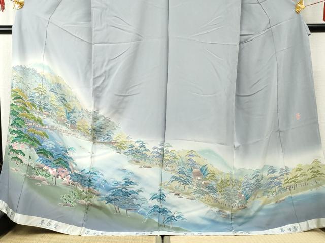 平和屋着物●十日町友禅作家 阿部佳雪 色留訪問着 嵐山 夢染里 暈し染め 浜ちりめん 上代35万 仮絵羽 正絹 逸品 未使用 AABF1053cs