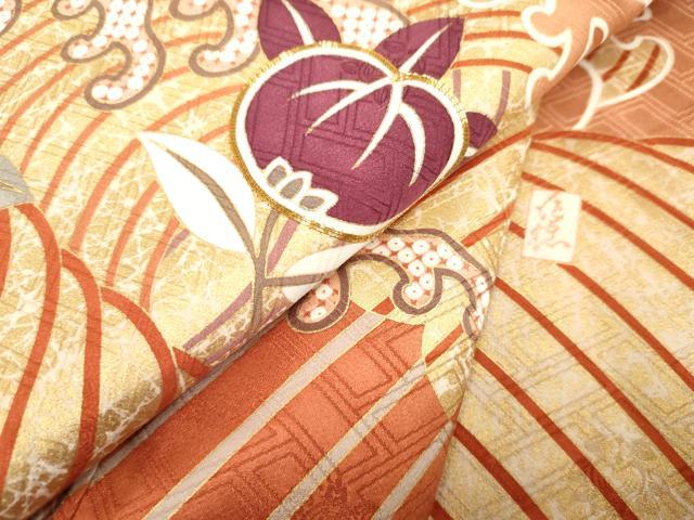 平和屋着物●十日町老舗ブランド 吉澤友禅 吾妻徳穂 振袖 駒刺繍 立波に橘 金彩 正絹 逸品 AABF1056cs