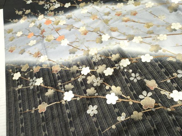 平和屋着物●訪問着 駒刺繍 枝梅文 暈し染め 金糸 金銀彩 正絹 逸品 AABF1072cs