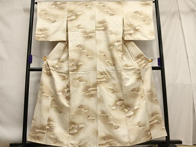 平和屋着物■小紋 扇面花文 暈し染め 金彩 洗える着物 AABF1144oa