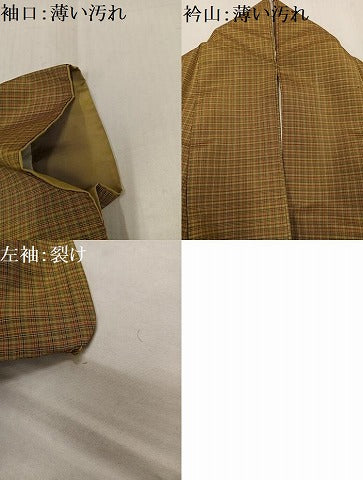 平和屋着物■上質な紬 格子 正絹 逸品 AABF1293ph