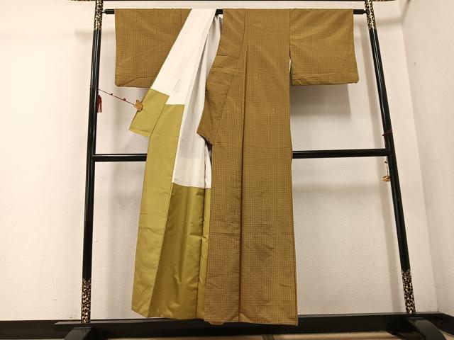 平和屋着物■上質な紬 格子 正絹 逸品 AABF1293ph