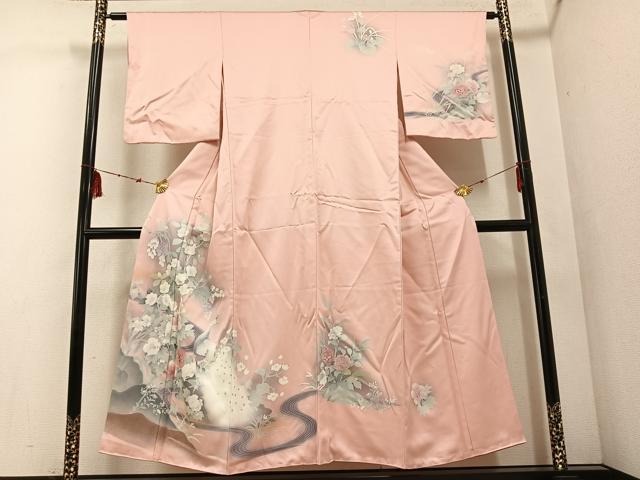 平和屋着物■訪問着 孔雀花文 暈し染め 金彩 正絹 逸品 AABF1299ph