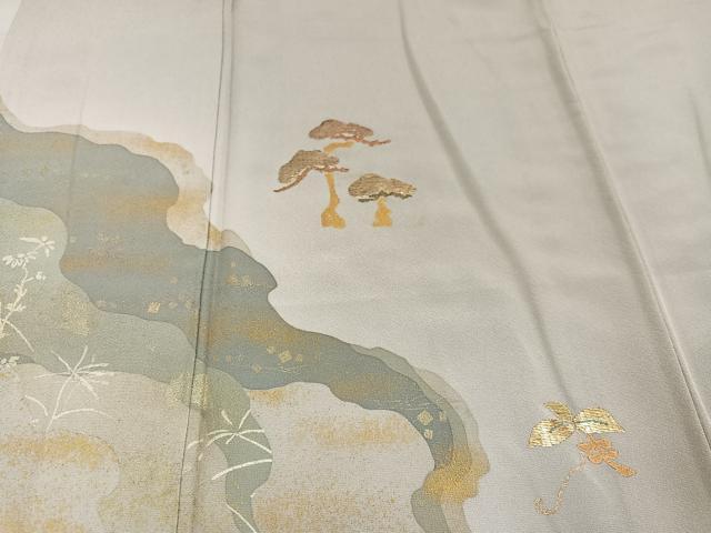 平和屋着物■訪問着 竹屋町刺繍 道長草花文 金彩 正絹 逸品 AABF1302ph