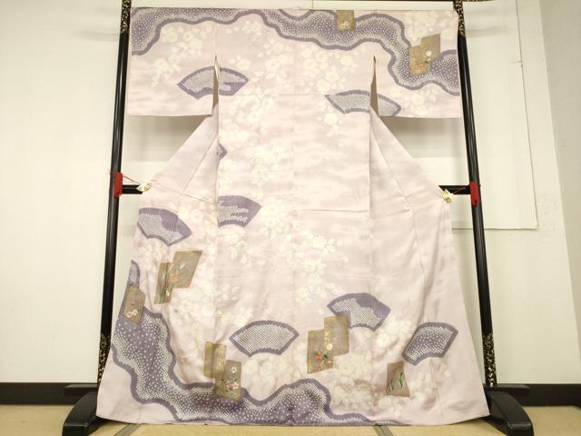 平和屋着物●訪問着 駒刺繍 絞り 色紙重ね花文 金彩 ますいわ屋扱い 正絹 逸品 AABF1333ck