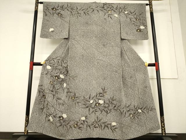 平和屋着物●訪問着　枝花文　黒地　金彩　正絹　逸品　AABF1344ck 平和屋着物○訪問着 枝花文 黒地 金彩 正絹 逸品 AABF1344ck