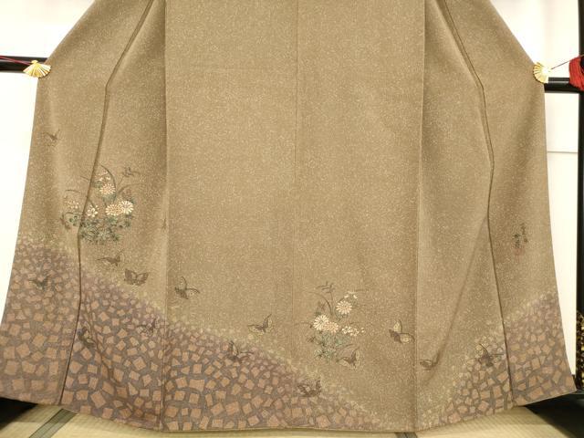平和屋着物●蒔絵友禅作家 澤井豊永 訪問着 四季花に蝶 暈し染め 金彩 正絹 逸品 AABF1351ck